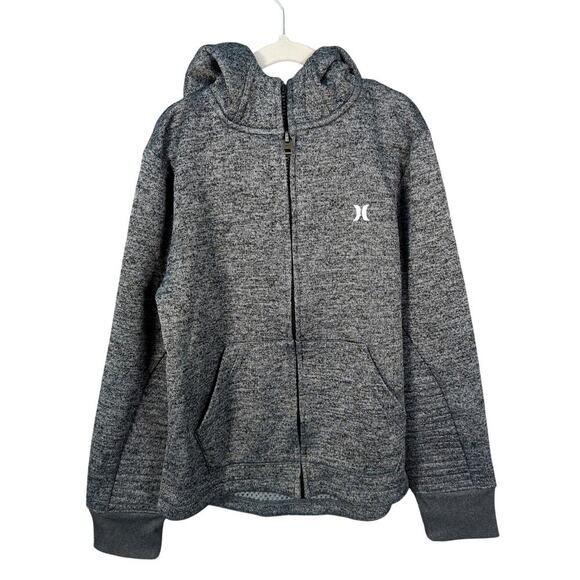 Hurley Logo Gray Zip-up Hoodie Nike Therma-fit Boys Size Small - Picture 1 of 7